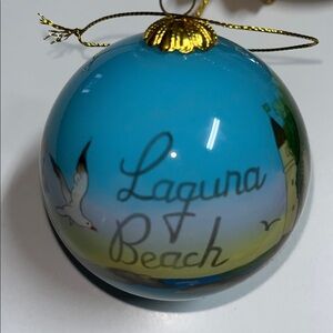 Hand-Paint blown glass , Laguna beach Scenic Design Christmas ornament.